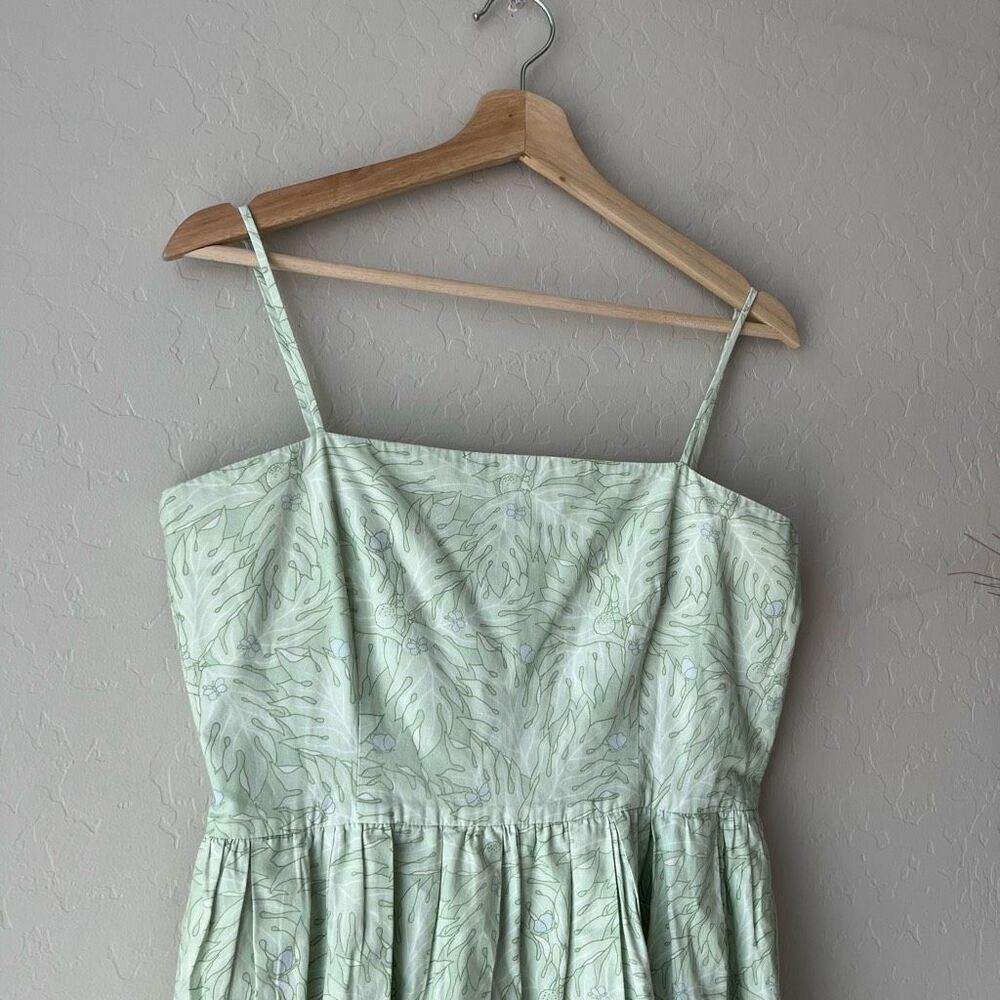 Coco Shop Nicole Dress Breadfruit Sage Green Cotton Sleeveless Maxi Dress Size M - Picture 3 of 12